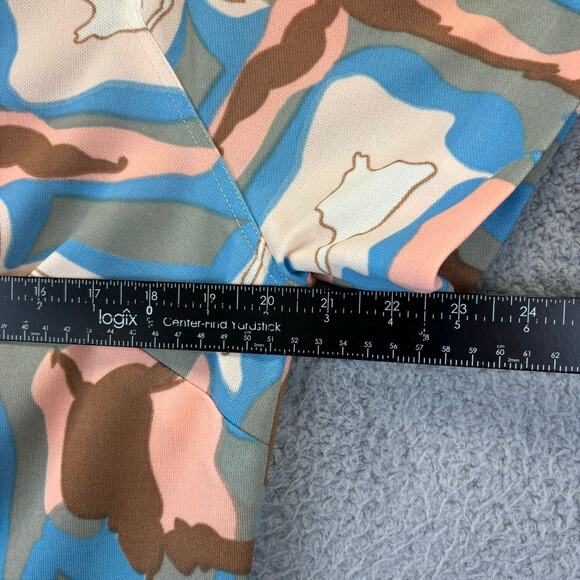 VTG MCM Dress Large Tumbleweeds 60s 70s Retro Pockets Artsy Pink Blue 40" chest - Picture 6 of 11